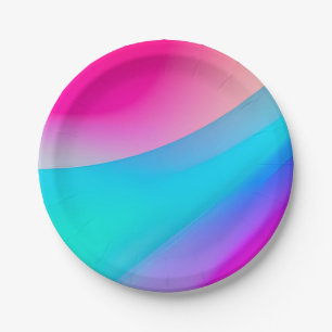 Blue pink ombre watercolor abstract pastel paper plates
