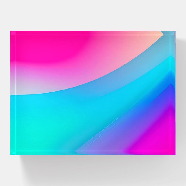 Blue pink ombre watercolor abstract pastel  paperweight (Front)