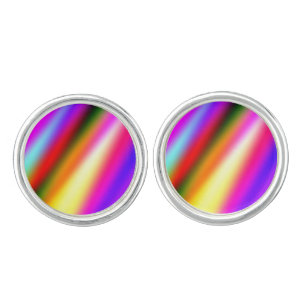 Blue pink ombre watercolor abstract pastel rainbow cufflinks