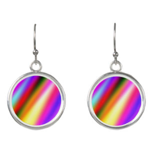 Blue pink ombre watercolor abstract pastel rainbow earrings