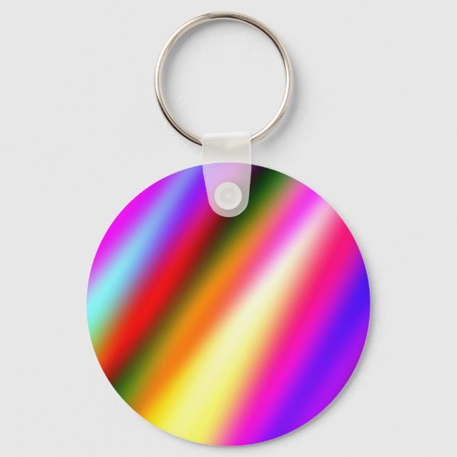 Blue pink ombre watercolor abstract pastel rainbow keychain (Front)