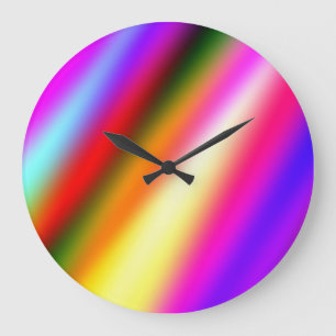 Blue pink ombre watercolor abstract pastel rainbow large clock
