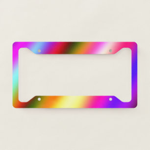 Blue pink ombre watercolor abstract pastel rainbow license plate frame