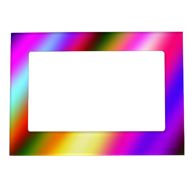 Blue pink ombre watercolor abstract pastel rainbow magnetic frame (Front)