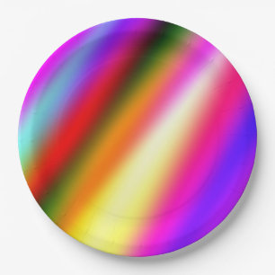 Blue pink ombre watercolor abstract pastel rainbow paper plates
