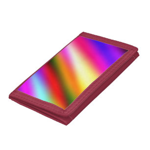 Blue pink ombre watercolor abstract pastel rainbow tri-fold wallet