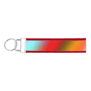 Blue pink ombre watercolor abstract pastel rainbow wrist keychain