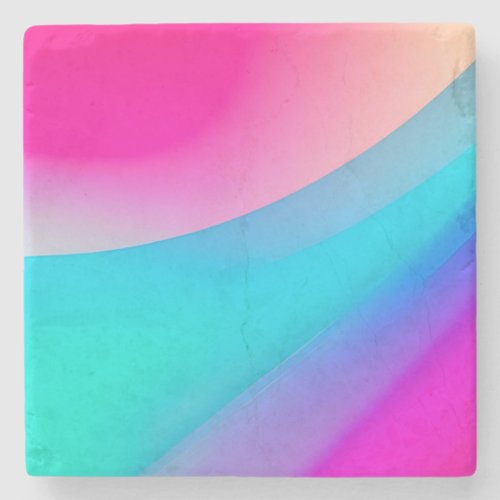 Blue pink ombre watercolor abstract pastel  stone coaster
