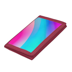 Blue pink ombre watercolor abstract pastel tri-fold wallet