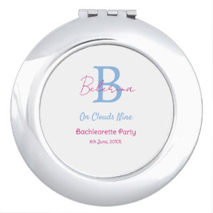 blue pink on clouds nine monogram bachelorette par compact mirror