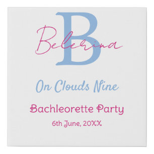 blue pink on clouds nine monogram bachelorette par faux canvas print