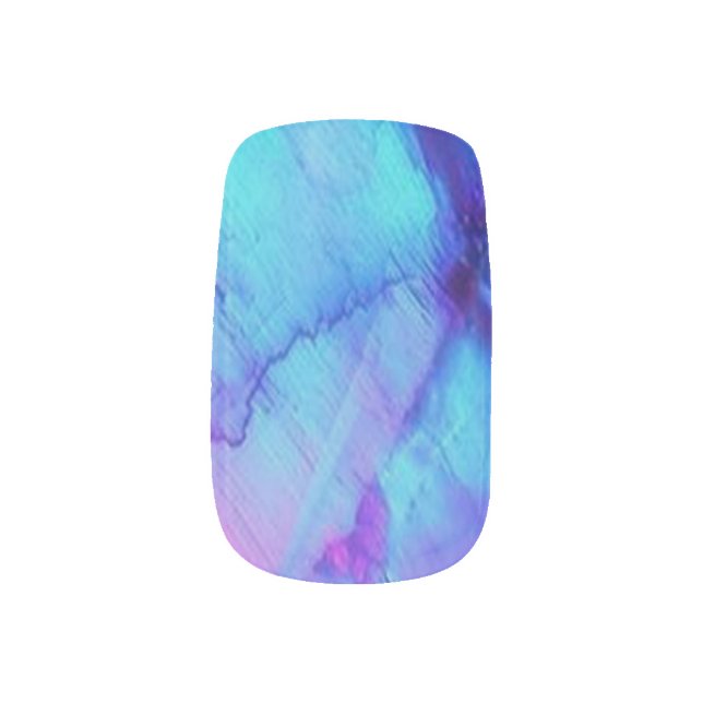 Blue & Pink Opal - Minx Nail Art (Right Thumb)