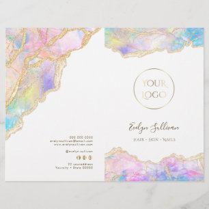 Blue pink opal service menu brochure