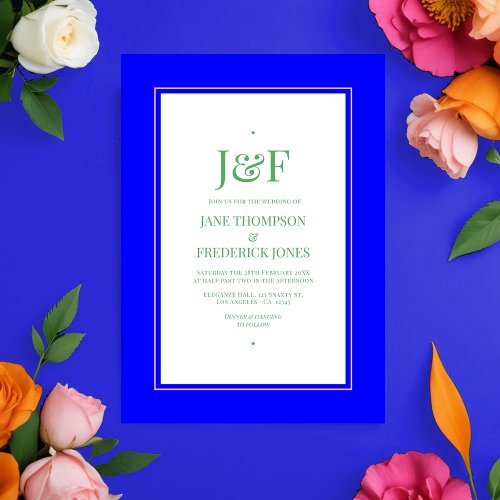 Blue Pink Orange and Green Wedding Invitation