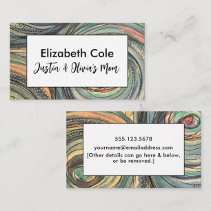 Blue Pink Painted Watercolor Circles Mommy Business Card