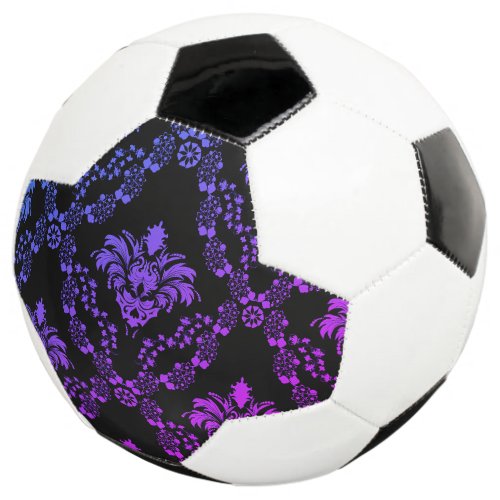 Blue  Pink Pattern on Black  Soccer Ball