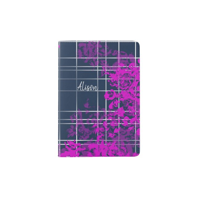 Blue Pink Pattern Passport Holder (Front)
