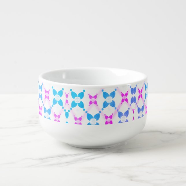 Blue & Pink Pattern Soup Mug (Front)