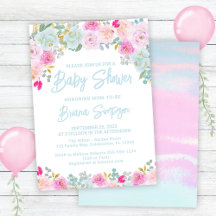 Blue Pink Peach Purple Baby Shower