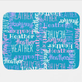 Blue/Pink Personalized Custom Typography Girl Name Baby Blanket (Horizontal)