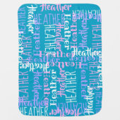 Blue/Pink Personalized Custom Typography Girl Name Baby Blanket (Front)