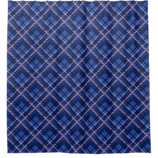 Blue & Pink Plaid Shower Curtain