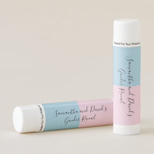 Blue Pink Polka Dot Gender Reveal Gift Party Favor Lip Balm