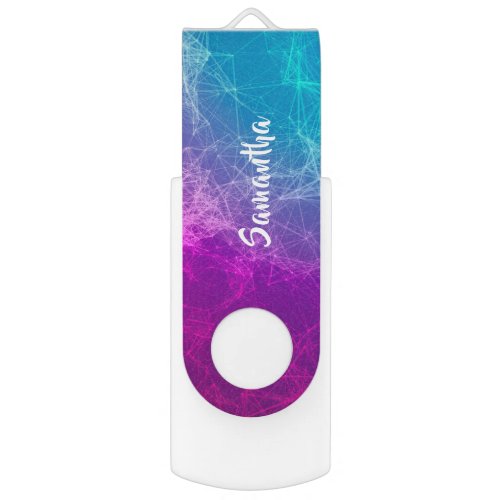 Blue  Pink Polygonal Geometric Design Flash Drive