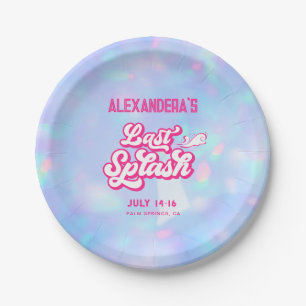 Blue Pink Pool Party Bachelorette Paper Plates