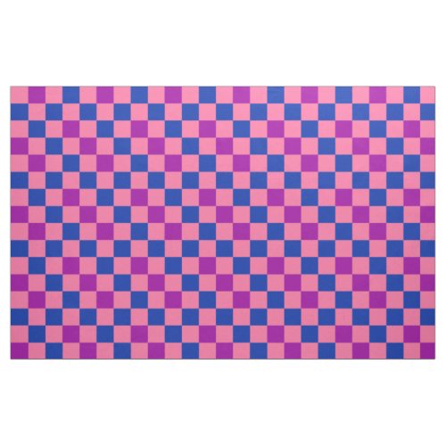 Blue Pink Purple Checkered Pattern Design  Fabric