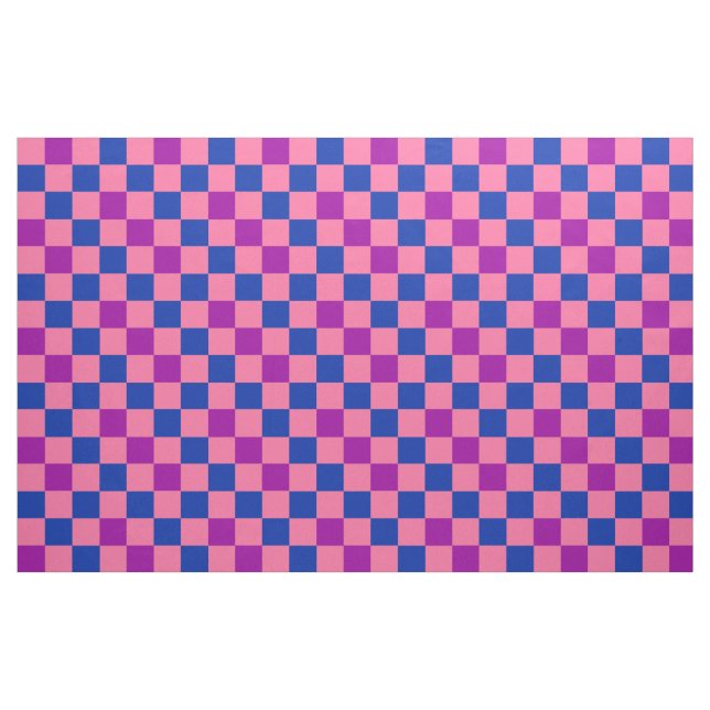 Blue Pink Purple Checkered Pattern Design  Fabric (Fat Quarter)