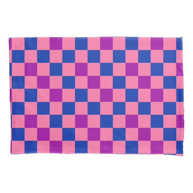 Blue Pink Purple Checkered Pattern Design  Pillow Case (Front)