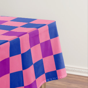 Blue Pink Purple Checkered Pattern Design  Tablecloth