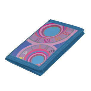 Blue Pink Purple Circles Dots Swirls Colorful Art Tri-fold Wallet