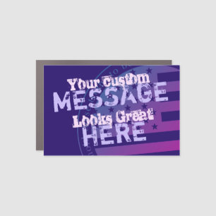 Blue, Pink, Purple Custom Patriotic Message Car Magnet