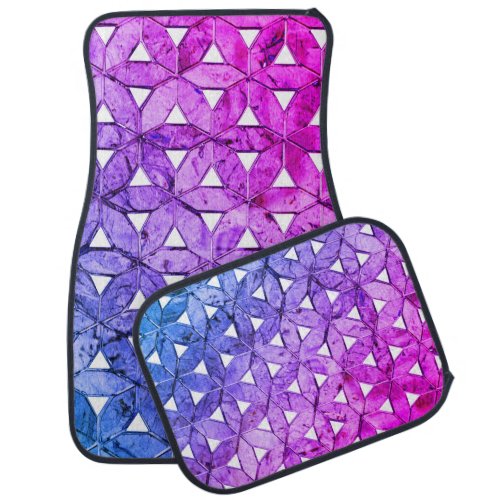 Blue pink purple flower of life scared geometry  car floor mat