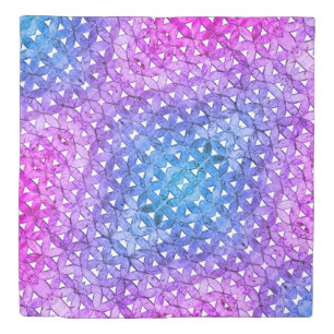 Blue pink purple flower of life, scared geometry duvet cover