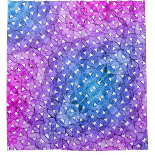 Blue pink purple flower of life, scared geometry shower curtain