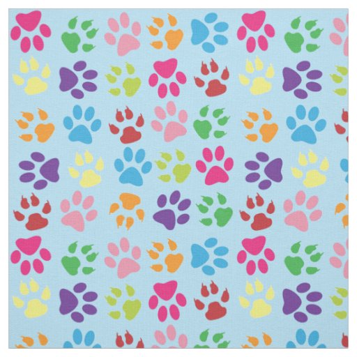 Blue Pink Purple Green Orange Dog Paws Cat Claws Fabric