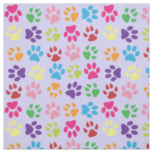 Blue Pink Purple Green Orange Dog Paws Cat Claws Fabric
