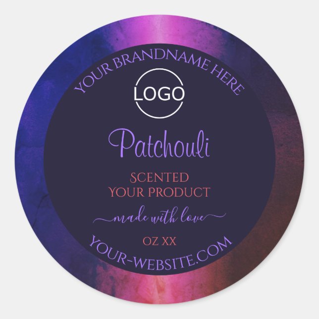 Blue Pink Purple Marble Modern Product Labels Logo (Front)