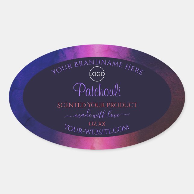 Blue Pink Purple Marble Modern Product Labels Logo (Front)