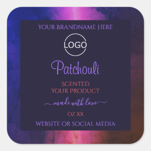 Blue Pink Purple Marble Modern Product Labels Logo