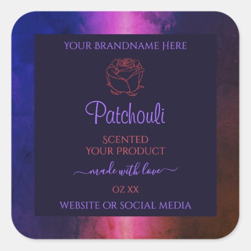 Blue Pink Purple Marble Product Labels Rose Flower