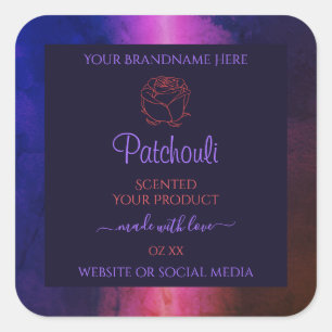 Blue Pink Purple Marble Product Labels Rose Flower