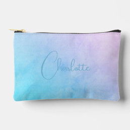 Blue Pink Purple Ombr&#233; Watercolor Wash with Name Accessory Pouch