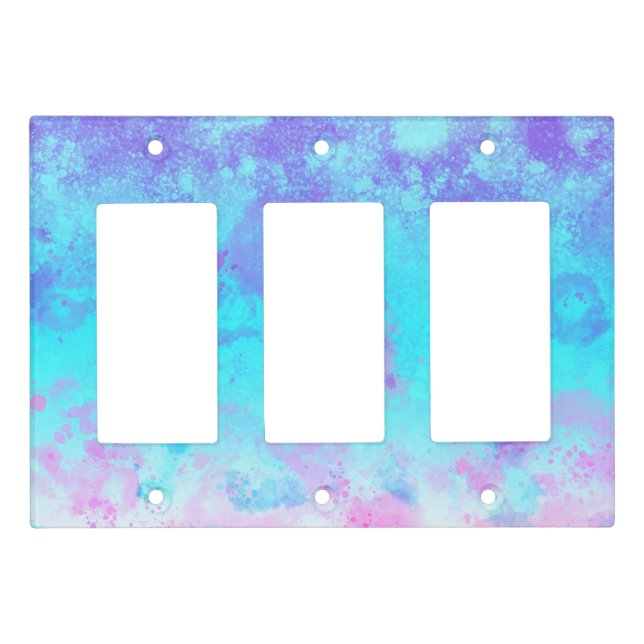 Blue Pink Purple Paint Splash Abstract Light Switch Cover (Front)