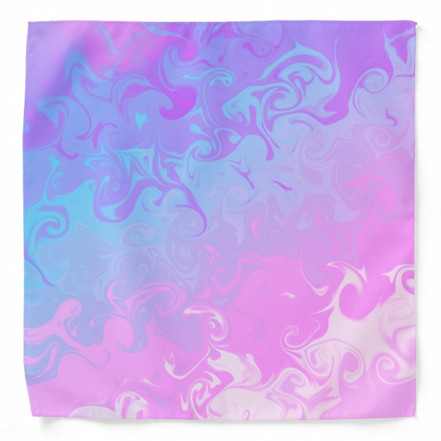Blue Pink purple Pastel Swirl Pattern Bandana (Front)