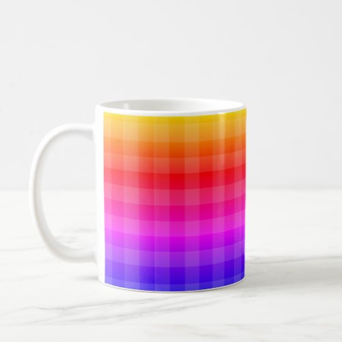 Blue pink purple red orange yellow plaid napkins coffee mug