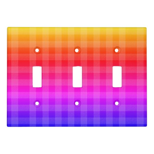 Blue pink purple red orange yellow plaid pattern   light switch cover